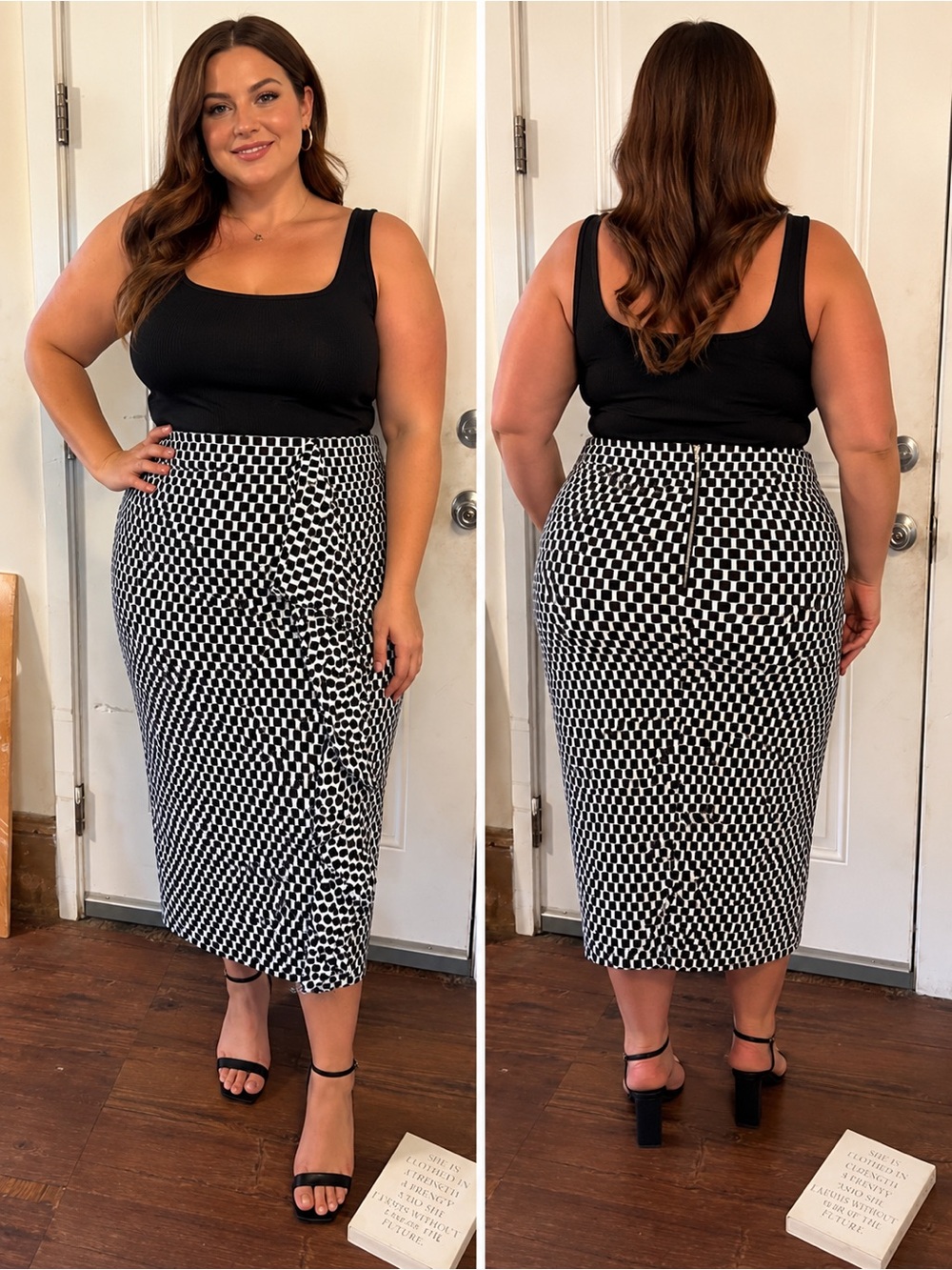 Women’s Multicolored Geometric Print Ruffle Midi Skirt | Size 14/16. Has Pockets